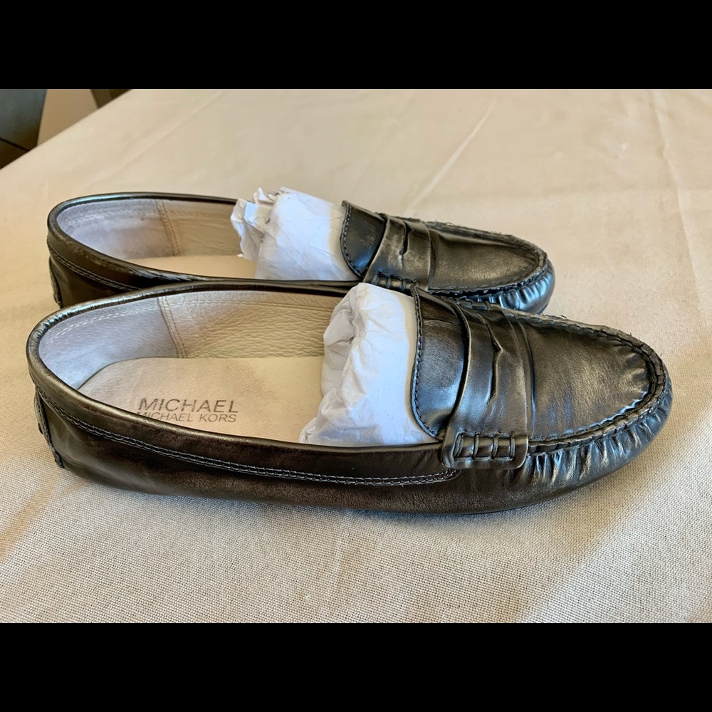 Black leather loafers